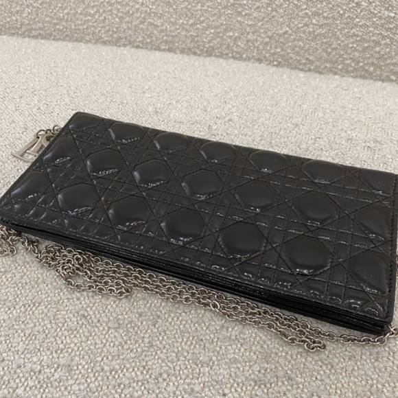 Authentic Pre-Owned Dior Lady Dior Patent Cannage Pouch on Chain Vintage - Picture 1 of 16